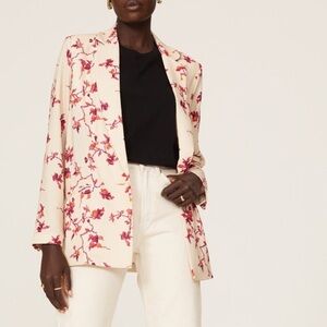 Hofmann Copenhagen Romi Blazer Jacket Cream Pink Floral Vine Sz 42